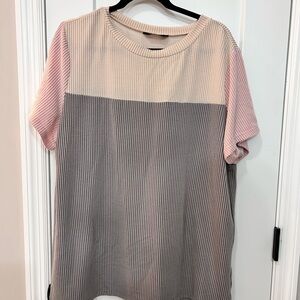 Color block Striped Pink and Gray Women's Top